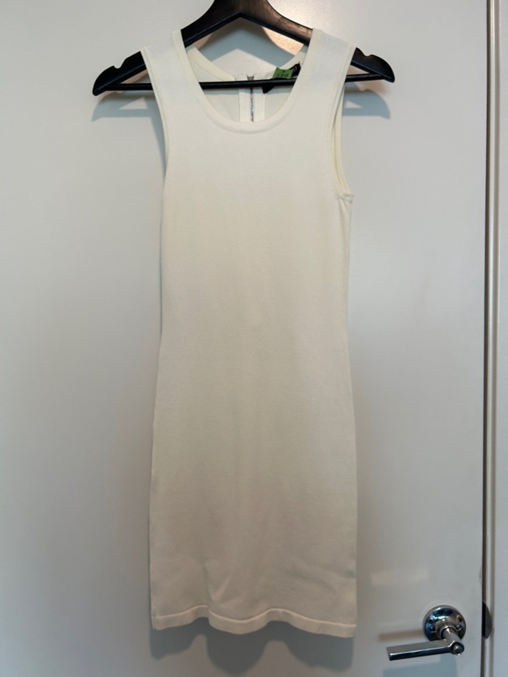 Central Park West Sleeveless Cream Knit Mini Dress